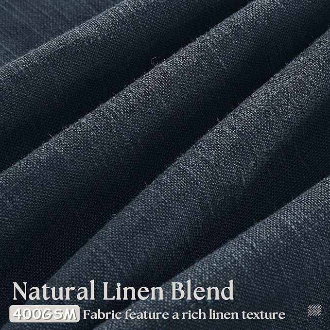 Navy Indigo Linen Pinch Pleated Curtains 102 Inches Long 2 Panels | Pinch - Image 3