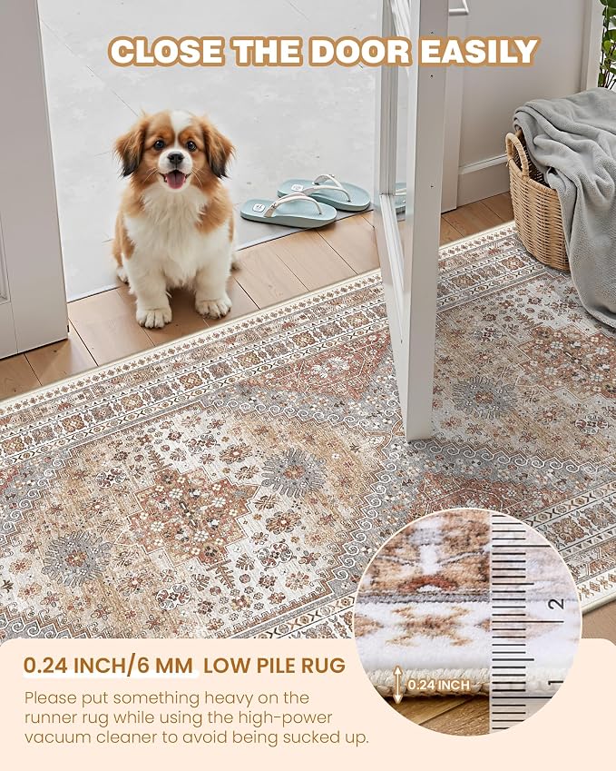 Area Rugs 5x7 Washable Rugs for Living Room, Ultra-Thin Soft Floral Vintage - Image 6