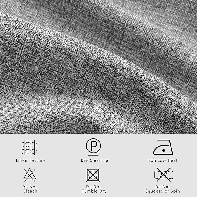 Macochico Pinch Pleated Blackout Curtains 102 Inches Long 100% Blackout Natural Linen Drapes for Bedroom Living Room Windows Farmhouse Burlap Curtains with Tieback 52”Wx102”L Light Grey 1 Panel