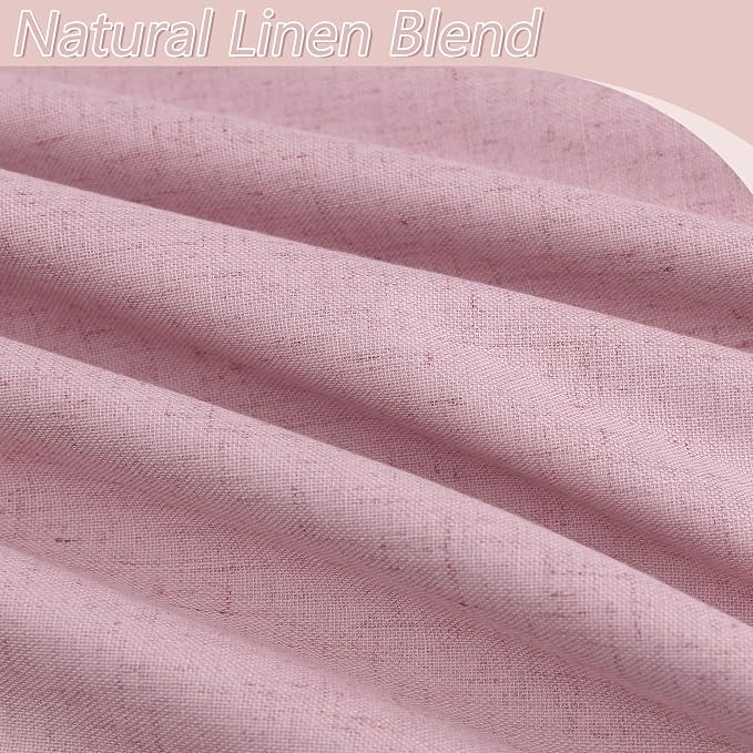Guken Rose 100% Blackout Linen Curtains 96 Inch Length 2 Panels Set - Image 3