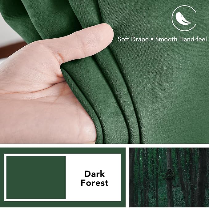 Deconovo Blackout Curtains, Thermal Insulated, W52 x L108 2 Panels, Back Tab - Image 7