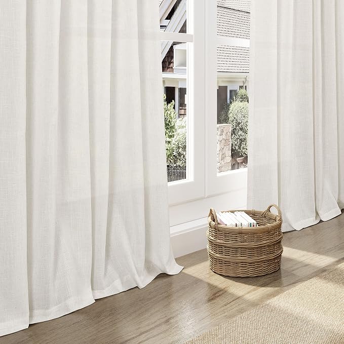 Cream Linen Curtains 101 Inches Long - Image 6