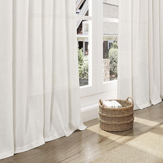 Cream Linen Curtains 129 Inches Long - Image 6