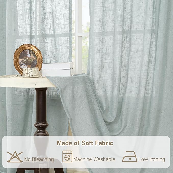Linen Blended Curtains 72 inch for Bedroom, Linen Textured Light Filtering - Image 8