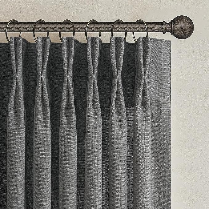 Natural Linen Semi Sheer Ceiling Curtains 102 Inches Long 2 Panels - Image 2