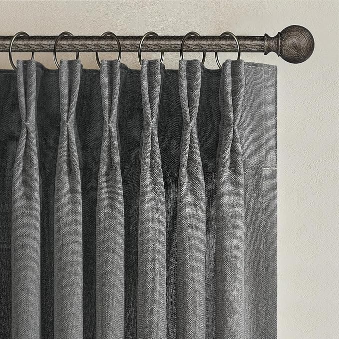Extra Long Floor to Ceiling Dark Grey Bedroom 108 Inch Curtains, Pinch Pleated - Image 5