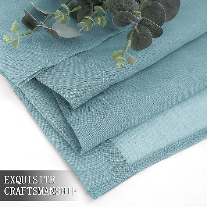 Tollpiz Sheer Curtains Bedroom Linen Textured Curtain Sheers Light Filtering - Image 7