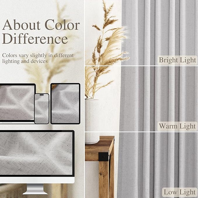 Nanspring Grey Linen Curtains 80 Inches Length - Image 4