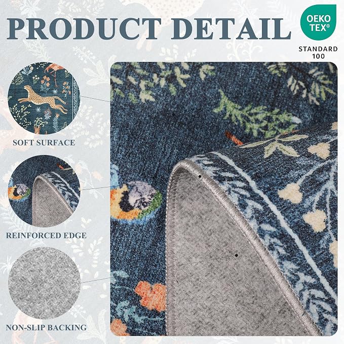 DUKINO 5x7 Area Rugs, Washable Animal Rug - Image 4