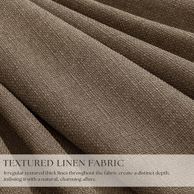 Latte 105 Inch Linen 100% Light Blocking Curtains Drapes 2 Panels Set | Pinch - Image 2