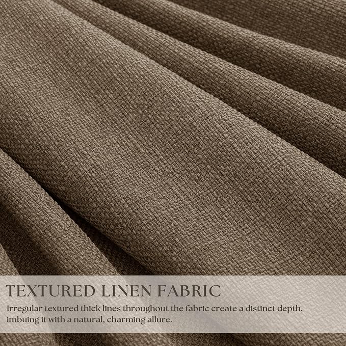 Latte Burlap Room Darkening Curtains 120 Inches Long - Image 5