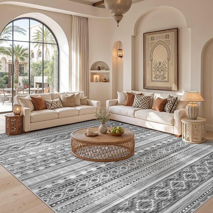 cotiled Boho 5x8 Area Rugs for Living Room: Soft Moroccan Washable Rug | Solve - Image 5