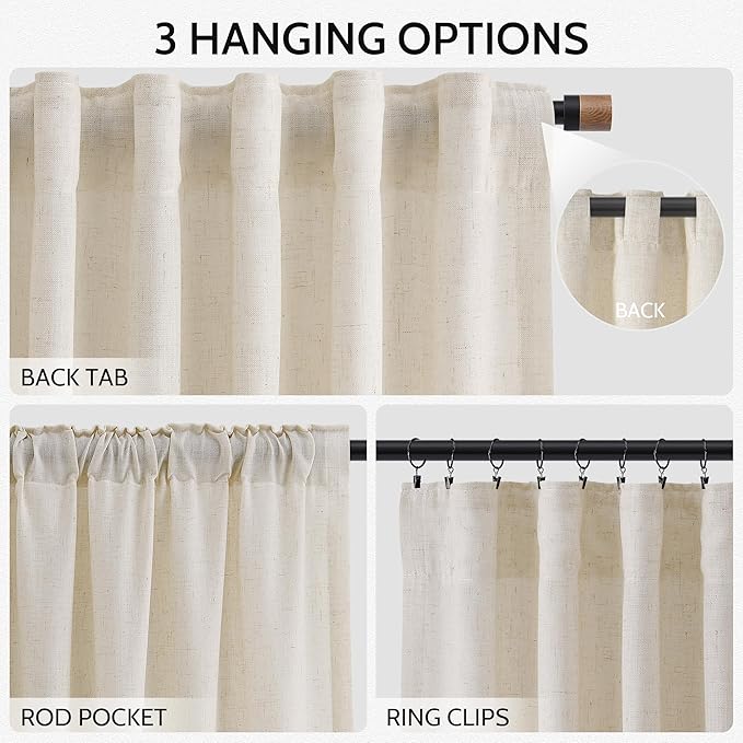 Nanspring Modern Farmhouse Decor Curtains 96 Inches Long - Image 2