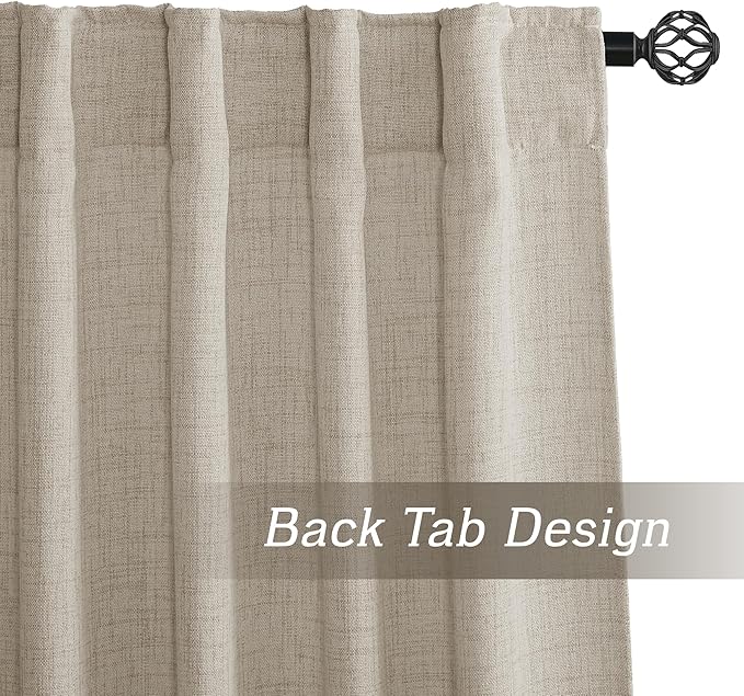 RYB HOME Natural Beige Linen Sheer Curtains 108 inches Long - Image 3