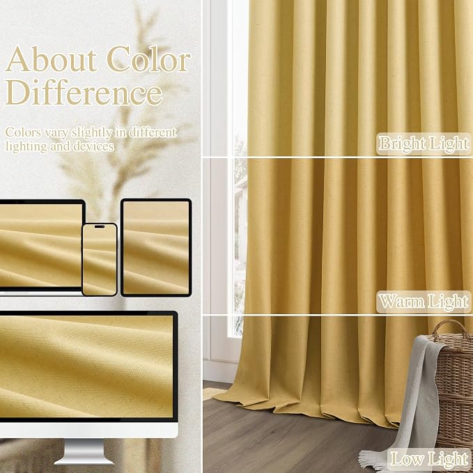 Guken 100% Blackout Curtains 90 Inch Length 2 Panels Set - Image 7