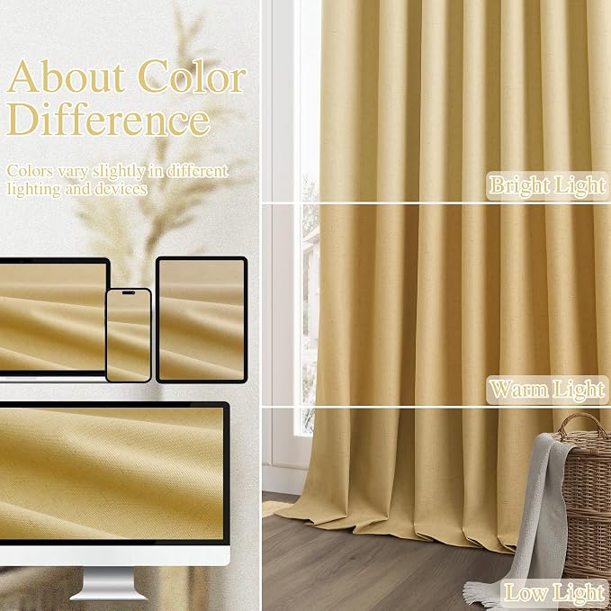 Guken 100% Blackout Curtains 90 Inch Length 2 Panels Set - Image 7