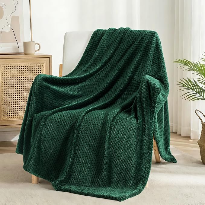 Exclusivo Mezcla Soft Waffle Fleece Bed Blanket Queen Size, Cozy Flannel - Image 4