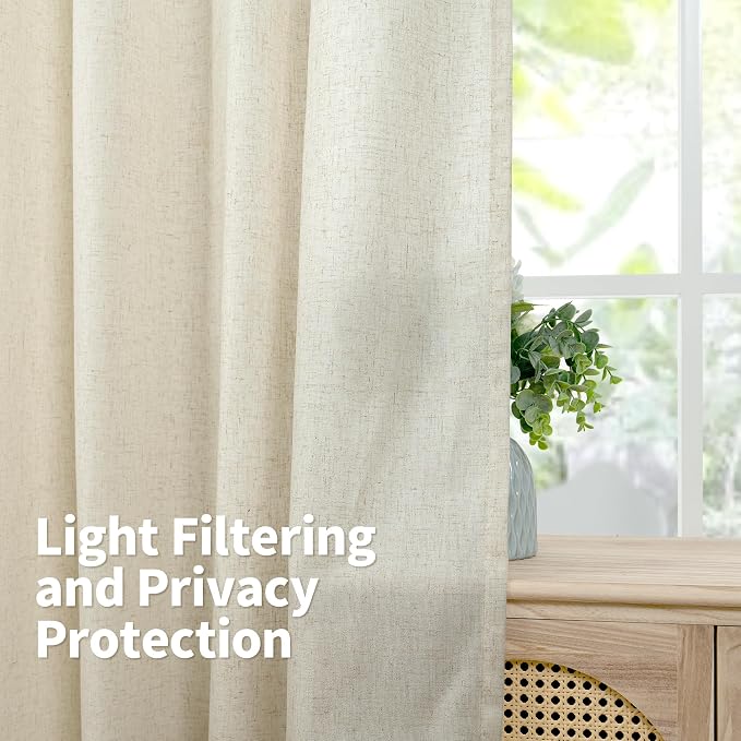 YoungsTex 80 Inch Length Linen Curtains - Image 4