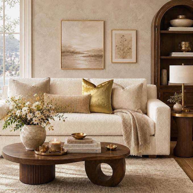 GIGIZAZA Gold Velvet Pillow Covers 16x16 Decorative Pillows Pack of 2 | Throw - Image 2