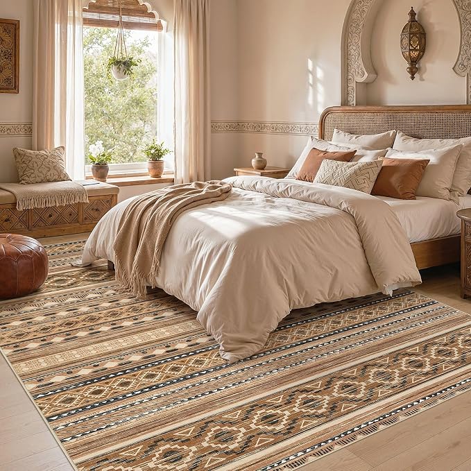 cotiled 6x9 Washable Area Rugs Living Room: Soft Lightweight Boho Rug | Stain - Image 6