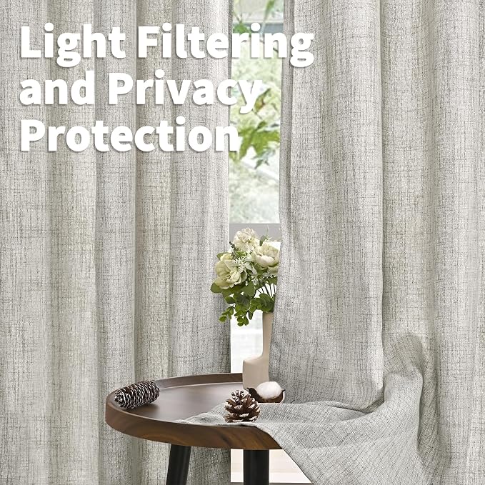 YoungsTex Extra Long Linen Curtains 95 Inch 2 Panels - Image 3