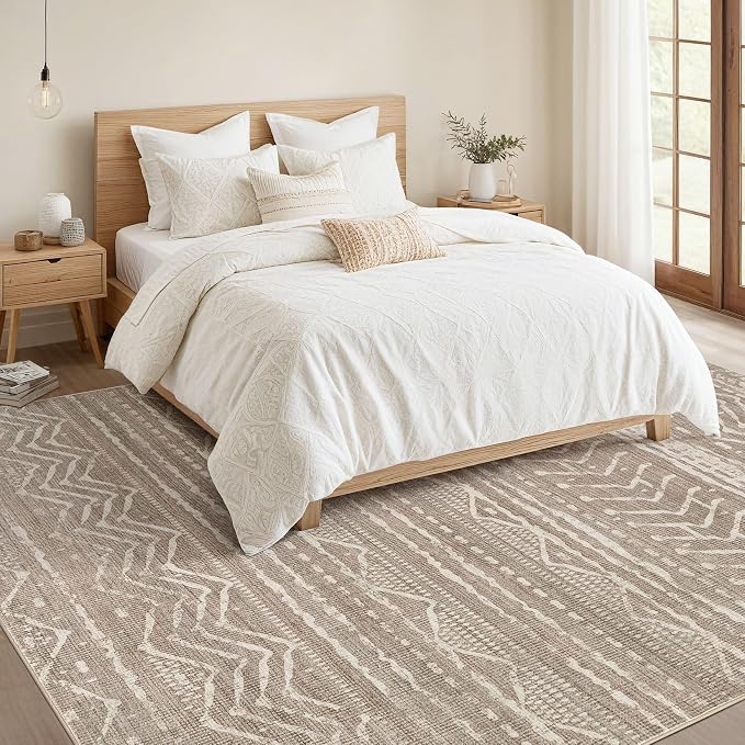 Nakagishi Area Rug 6x9 Living Room: Washable Boho Large Neutral Soft Farmhouse - Image 5