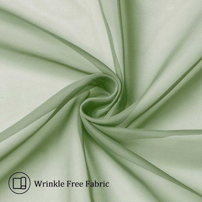 Aiyufeng Sage Green Sheer Curtains 36 inches Long 2 Panels, Rod Pocket - Image 3