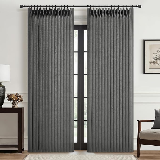 Dark Grey Memory Shaped Pinch Pleated Living Room Curtains 84 Inches Long 2 by PleatedDrapes