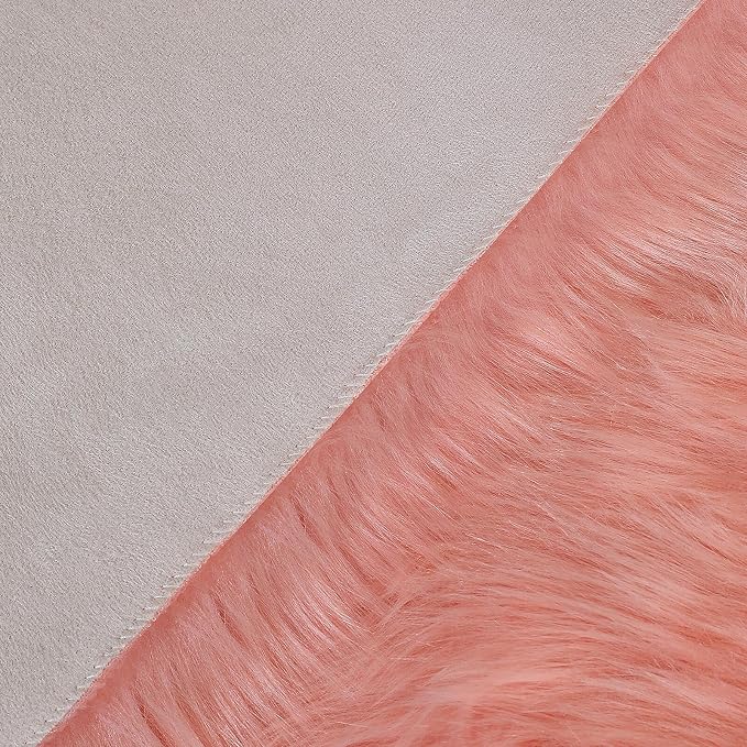 linmopm Faux Fur Rug Sheepskin Shag Fluffy Fuzzy 5x7 ft Pink Rugs - Image 4