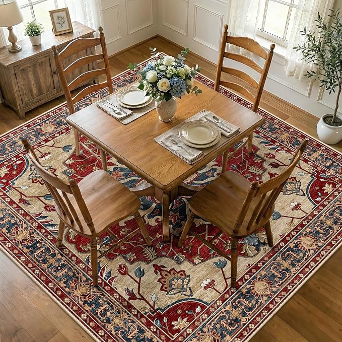 RELEANY Washable Area Rug, Square 8'x8', Water Repellent, Pet Friendly by RELEANY