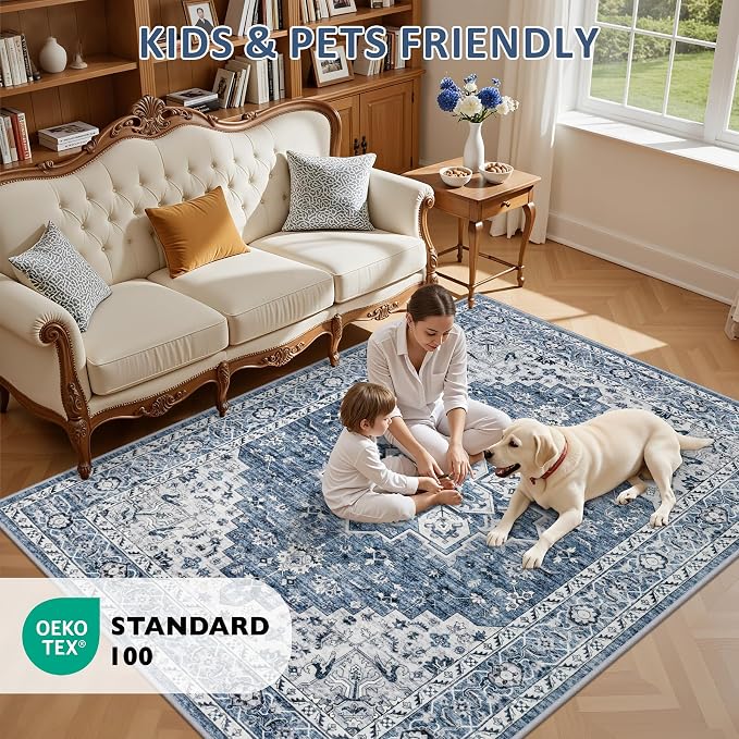 10x14 Area Rugs Living Room: Washable Vintage Rug - Image 8
