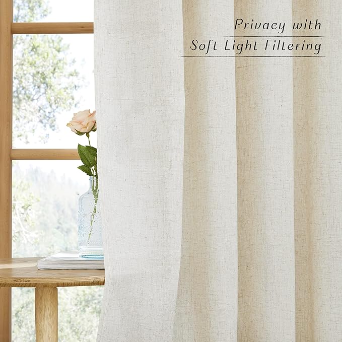 NICETOWN Flax Natural Linen 78 inch Curtains - Image 3