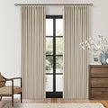 Oatmeal Beige Linen Pinch Pleat Blackout Curtains 84 Inches Long by Twodrapes