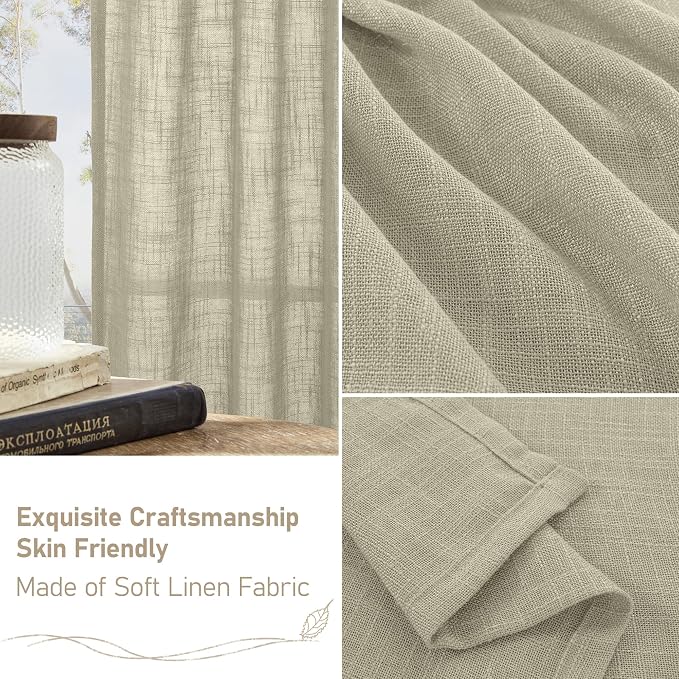 36 Inch Length Linen Semi Sheer Curtains - Image 6