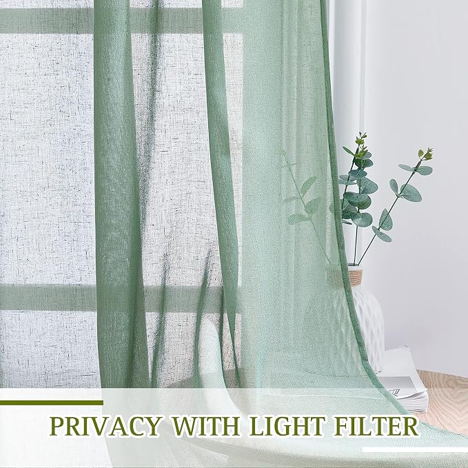 NICETOWN Flax Linen Sheer Curtains 108" Long - Image 5