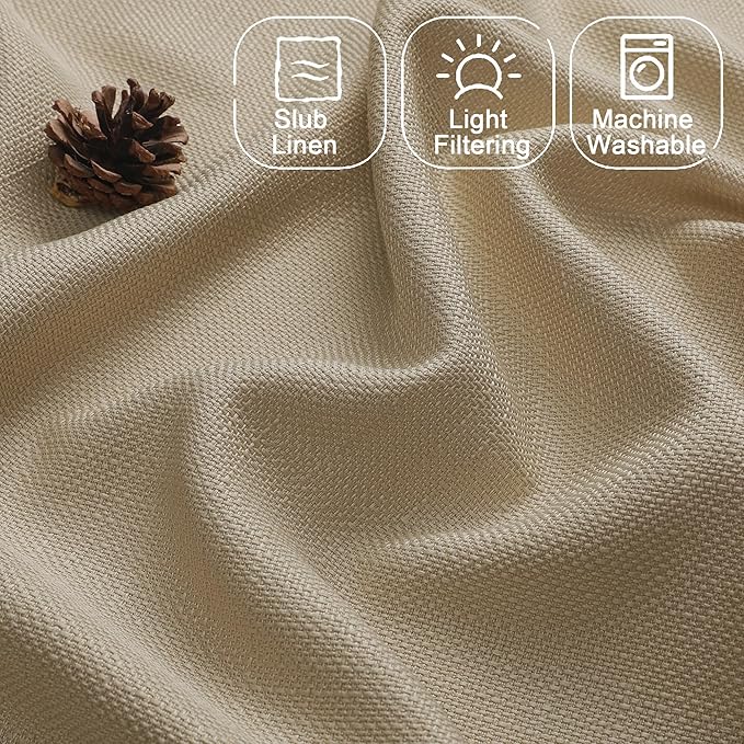 Chyhomenyc Camel Valance for Windows, Light Filtering Faux Linen Textured Small - Image 3