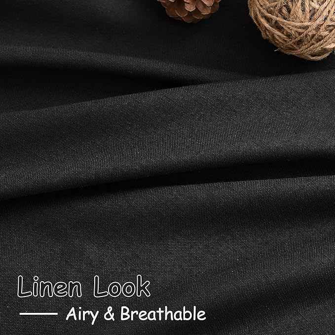 Black Linen Curtains 126 Inches Long 2 Panels Set - Image 6