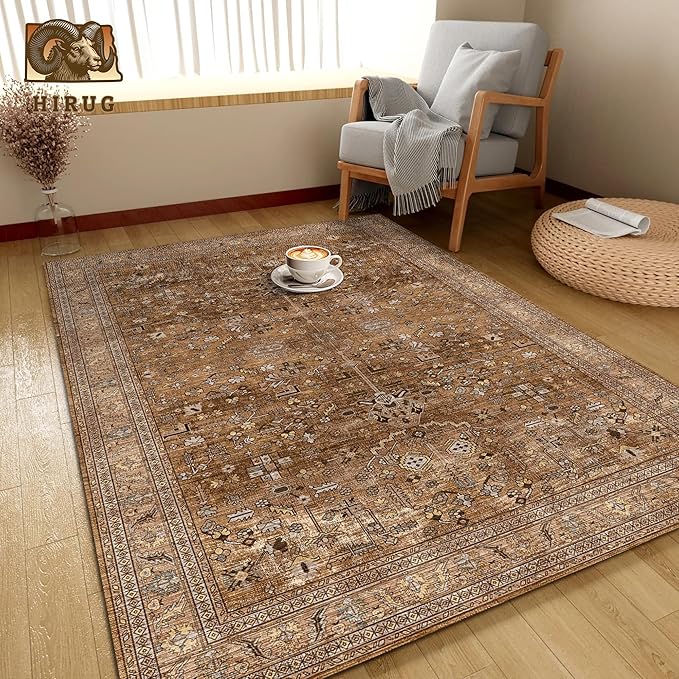 Washable Area Rug 4' x 6' Vintage Traditional Persian Mat - Image 4