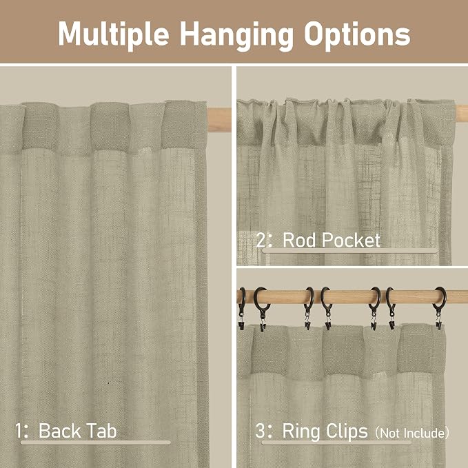 36 Inch Length Linen Semi Sheer Curtains - Image 3