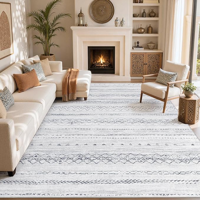 cotiled Boho 5x8 Area Rugs for Living Room: Soft Moroccan Washable Rug | Solve - Image 8