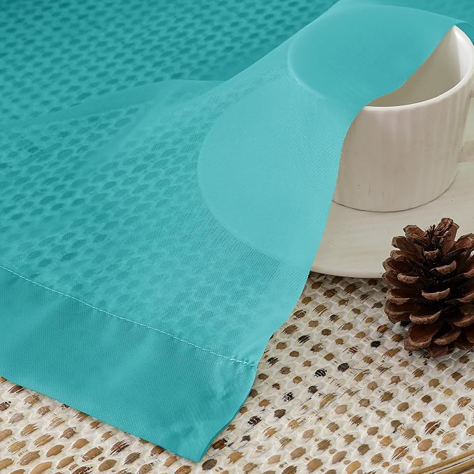 Aiyufeng Turquoise Sheer Curtains 54 Inch Length 2 Panels Set, Light Filtering - Image 3