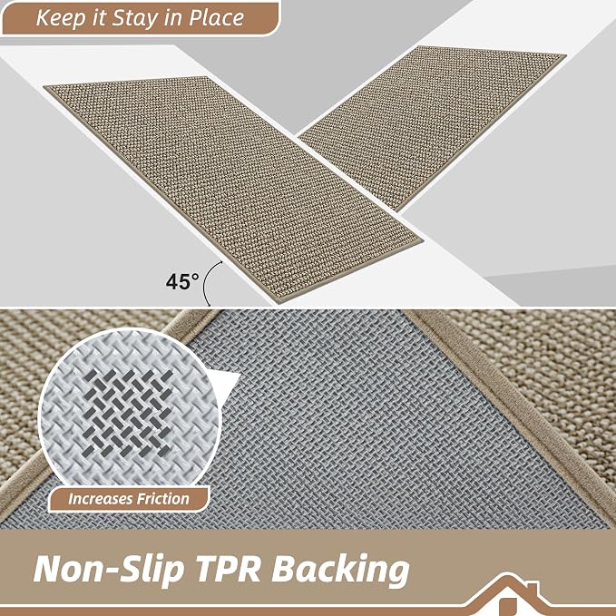 BEQHAUSE Dirt Trapper Door Mat 20" x 32", Non-Slip Washable, Light Beige | - Image 6
