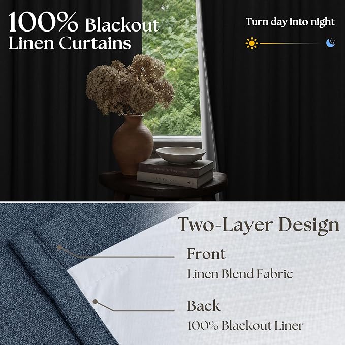 Extra Long Navy Blackout Pinch Pleat Curtains 120 Inches Long - Image 5
