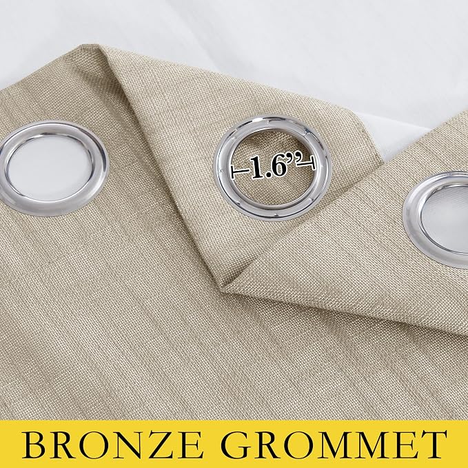 NICETOWN Taupe 100% Blackout Linen Curtains 102 inch Long Burg, Farmhouse Thick - Image 5