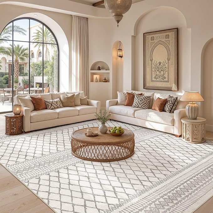 cotiled Boho 8x10 Area Rugs for Living Room: Large Moroccan Washable Rug | - Image 5