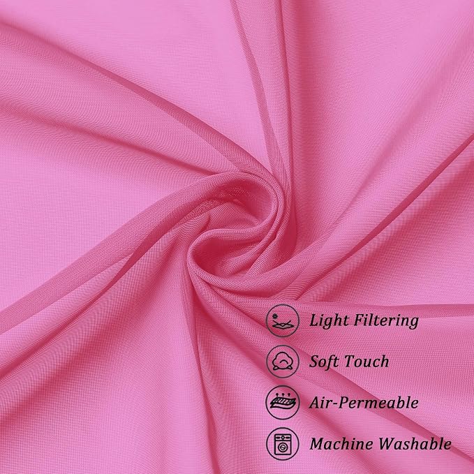 Chyhomenyc Hot Pink Sheer Curtains 72 Inch Length 2 Panels, Light Filtering - Image 7
