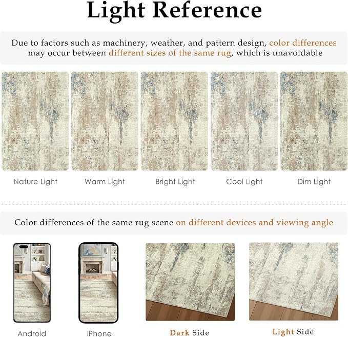 2x6 Runner Rug Washable Beige Brown Abstract Modern Neutral Hallway Carpet Non - Image 7