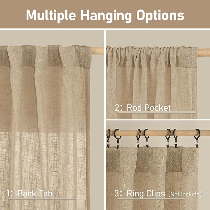 Short Linen Curtains 24 Inch Length - Image 3