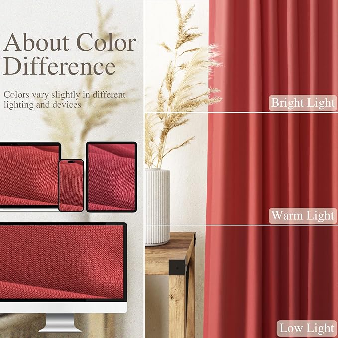 Nanspring Christmas Red Linen Curtains 84 Inch Length 2 Panels Set - Image 3