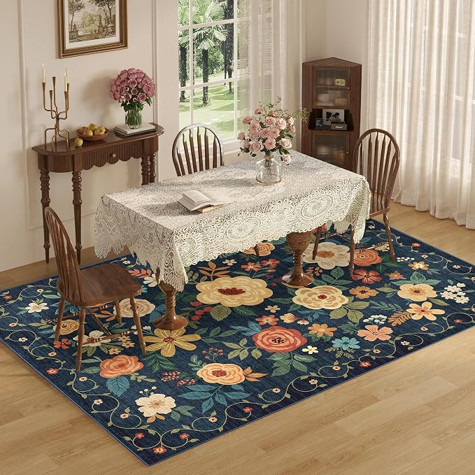 DUKINO 5x7 Area Rug Floral Washable Rug - Image 5